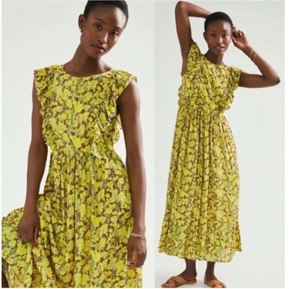 Anthropologie Ranna Gill Lenore Ruffle Floral Maxi Dress Size XS